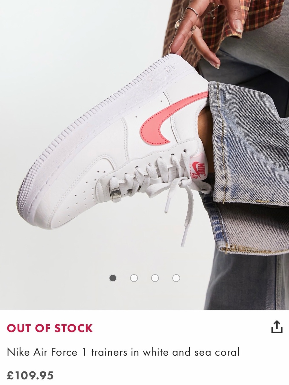 Nike White Sneakers with Pink Coral Swoosh